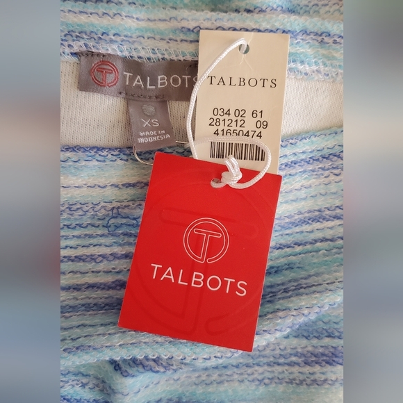 💚5/$25 NWT Talbots Blue & Lavender Striped Women's Knit Top Size XS - Picture 7 of 8